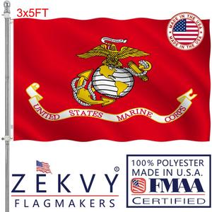 ZEKVY US Marine Corps Flag 3x5 FT Lightweight - Marine Flag Made in USA - Vivid Color US USMC Flags with 2 Brass Grommets