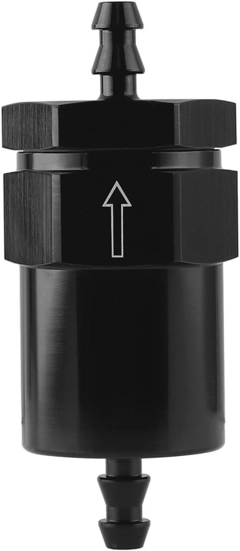 5/16 Inch Billet Inline Fuel Filter 30 Micron Aluminum Alloy High Performance Fuel Filter Upgrade Black