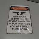 Protected by God and Gun Sign - Tin Funny Warning Signs for Property Outdoor Security