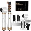 Hair Dryer Brush 5 in 1, Blow Dryer Brush Set with Air Curler Wrap Hair Styler, Negative Ionic Blow Dry Brush, Detachable Hair Tool for Curling, Volumizer,Straightener,Drying (White Gold)