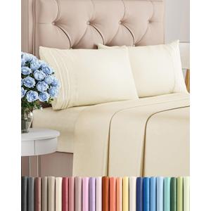 Queen Size 4 Piece Sheet Set - Comfy Breathable & Cooling Sheets - Hotel Luxury Bed Sheets for Women and Men - Deep Pockets, Easy-Fit, Soft and Wrinkle Free Sheets - Off White Oeko-Tex Bed Sheet Set