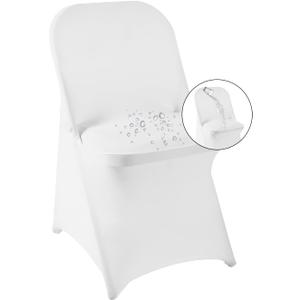 magalo 100 Pack White Spandex Folding Waterproof Chair Cover, Stretch Chair Cover Protector for Wedding, Party, Dining Banquet and Other Special Events