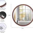 Round Walnut Woodgrain Frame Wall Mirror 20" Farmhouse Decorative Mirrors