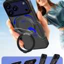 for iPhone 17 Pro Case Ultra-Magnetic 360 Spin Stand [Military Drop Protection] [Compatible with MagSafe] Shockproof Translucent Matte Slim Ring for iPhone 17 Pro Phone Case 6.3", Black