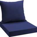 UNIKOME Outdoor Seat Cushions 22 X 22 Inch - Water-Resistant & Fade Resistant, Removable Cover Patio Furniture Cushions for Chair, Sofa, Couch, Wicker, Navy