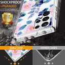 GiiKa for Galaxy S22 Ultra Case, Clear Girls Women Heavy Duty Shockproof Protective Hard Phone Cover Case for Samsung Galaxy S22 Ultra, Pink Blue Flowers