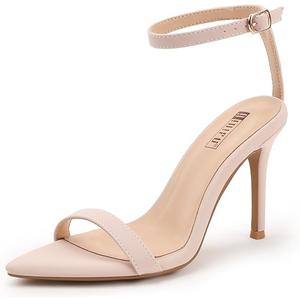 IDIFU Nude Beige Cream Heels High Stiletto Open Pointed Toe Ankle Strap Heeled Sandals Sexy Trendy Dressy Prom Comfortable Bride Wedding Party Homecoming Evenings Heels(Nude Nubuck, 7)