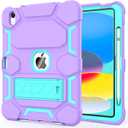 CCMAO Case for iPad A16 11th Generation (2025) 11 Inch / 10th Generation (2022) 10.9 Inch, with Kickstand and Pencil Holder, Fully-Body Rugged Heavy Duty Shockproof Protective Case, Purple+Green