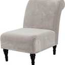 H.VERSAILTEX Armless Accent Chair Covers Thick Velvet Armless Chair Slipcovers High Stretch Chair Covers for Living Room Hotel Machine Washable Furniture Protector with Elastic Bottom, Oatmeal