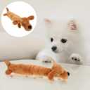 balacoo Squeaky Plush Dog Chew Toys for Puppies and Cats Interactive Sound Pet Toys Cartoon Sausage Dog Design 15.74X3.54X1.18In Soft Material Indoor Outdoor Play