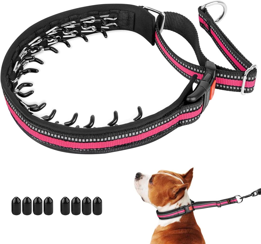 Mayerzon Martingale Collar for Dogs, No Pull Dog Collar with Reflective Strip for Small Medium Large Dogs, Anti Pulling Dog Collar with Buckle for Walking Training, Safe for Night Walk(Pink, M) (Medium,2.5mm,14.5"-18.5"Neck)