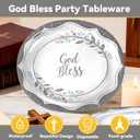God Bless Baptism Plates,Oval Paper Plates First Communion Plate Baptism Party Decorations for Christening Birthday Supplies