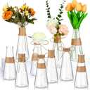 Baderke 12 Pcs Plastic Vases with 24 Ropes, Centerpieces Bulk Buds Wedding Decorations Mini Vintage Floral Vases for Home Tables Living Room Office Decoration Housewarming Gift (Conical)