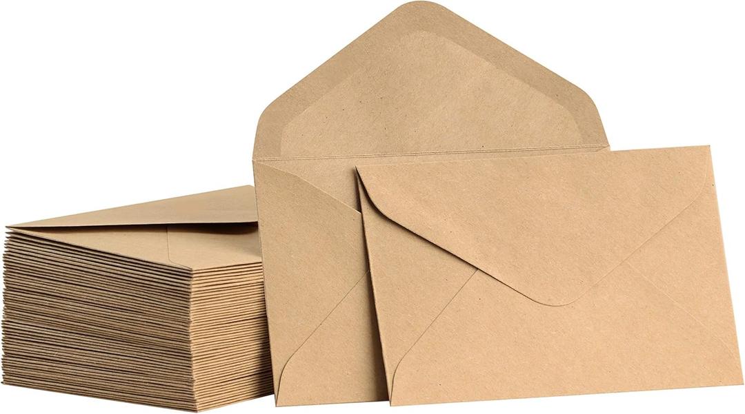 ValBox Mini Envelopes 100 Count 4.1 x 2.75 Inches Brown Kraft Envelopes Bulk Tiny Envelope Pockets for Gift Card, Small Note Cards, Business Card