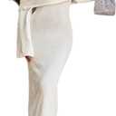 SOLY HUX Women's Off The Shoulder Long Sleeve Sweater Dress Party Formal Bodycon Maxi Dresses Plain Beige Small