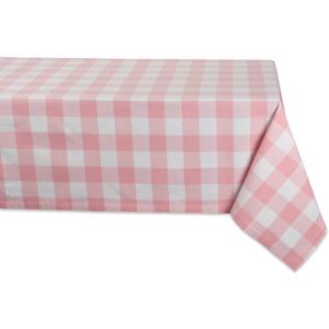 DII Buffalo Check Collection, Classic Farmhouse Tablecloth, 60 x 84, Pink & White