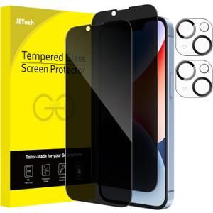 JETech Privacy Full Coverage Screen Protector for iPhone 14 6.1-Inch with Camera Lens Protector, Anti-Spy Tempered Glass Film, 2-Pack Each