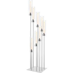 Floor Candle Holder with Acrylic Lampshade, 49.2in Tall Acrylic Candlestick Holder for Taper LED Candles, Silver Candelabra Centerpiece for Table Wedding Party Event Reception Home Decoration (Silver)