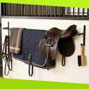 4Pcs Heavy Duty Horse Blanket Rack with Bridle Hooks, Wall Mounted Assembled Blanket Bar, Saddle Pad Rack for Horse Tack Storage, Black