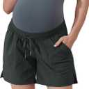 Maacie Maternity Hiking Shorts Quick Dry Waterproof 5" Workout Sports Shorts Outdoor Casual (Gray, XL)