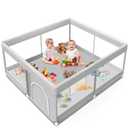 Baby Playpen 50x50 Inch, Playpen for Babies and Toddlers Baby Playpen Fence Playard Activity Center, Without MAT Included (Grey)