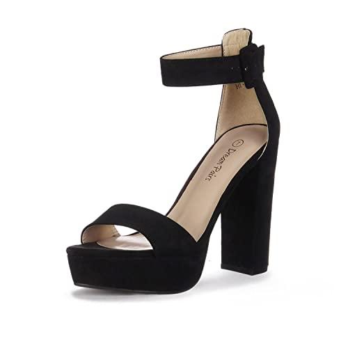 DREAM PAIRS Womens HI-LO High Heel Platform Pump Sandal Orinthia,Size 6,Black