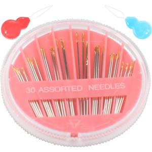 Eketirry Premium Hand Sewing Needles1 Pack 30-Count Assorted Needles for Sewing Repair, 6 Different Sizes Sewing Needles with 2 Threaders (Pink, 1)