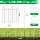15 Panels Decorative Garden Fence, 24 in(H) X 30 ft(L) No Dig Dog Fence Outdoor for Yard, Rustproof Metal Garden Fencing Animal Barrier with Ground Stakes, Temporary Fencing for Patio Outdoor, White