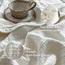 Simple&Opulence 100% Cotton Muslin Blanket Twin Size, Lightweight Breathable 4 Layering Gauze Blanket for Bed Couch Camping, Soft Bedspread Coverlet All-Season Use (Off White, 68"x86")