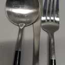 JASHII 18/10 Black Handle Flatware Silver Silverware Set 304 Stainless Steel Flatware Cutlery Set| 24-Piece Adaline Royal Modern Satin Finish| BEST Birthday Wedding Gift (Black Handle Silver 4 Sets) (Service for 4)