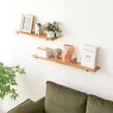 Oak Floating Shelves 12 inches Floating Wood Shelf Wall Mounted with Lip Brackets for Bedroom Living Room Kitchen Bathroom Rustic Wall Storage Shelves (Upgrade Width 6")