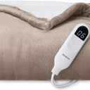 Bedsure Heated Blanket Throw Blanket - Fast Heating Electric Blanket, Soft Flannel Heated Throw with 4 Time Settings, 6 Heating Settings, Warm Gifts for Grandma Grandpa (50x60 inches, Taupe