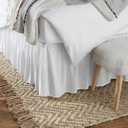 Amazon Basics Lightweight Ruffled Bed Skirt, Classic Style, Soft and Stylish 100% Microfiber with 16" Drop, Wrinkle Resistant, Machine Washable, Queen, Bright White, Solid