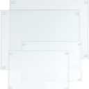 Hacaroa 4 Pack Tempered Glass Cutting Board with Rubber Feet, Rectangle Non-slip Chopping Board, Long Lasting Clear Glass Tray for Kitchen Countertop, Table, Shatter-Resistant, Heat-Resistant, 2 Size