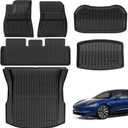 Tesla Model 3 Floor Mats 2021–2023, All-Weather Custom Fit Full Set Car Mats (6pcs) with Front & Rear Cargo Liner, Trunk Tray Interior Accessories, Pet & Child-Friendly