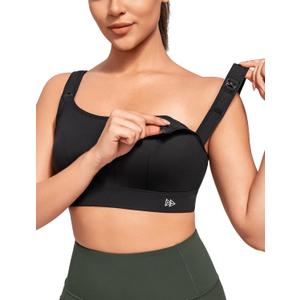 Yvette Nursing Sports Bras for Breastfeeding Supportive Wireless Padded Maternity Bralette for Pregnancy (Black)