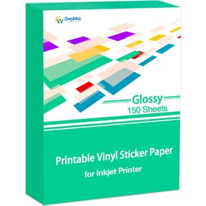 Gwybkq Glossy Printable Vinyl Sticker Paper for Inkjet Printer 150 Sheets 8.5"x11" Adhesive White Labels Decal Papers