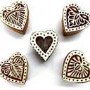Stylish Romantic Five Hearts Wooden Blocks Stamps for Printing on Textiles, Pottery Crafts,Henna, Scrapbooking (Set of 5) (Pack # 104)
