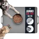 Tuff Pupper XXL Dog Feeding Mat 36x24 for Food and Water | Waterproof Silicone Placemat for Floors | Pet Food Mat for Cats and Bowls (Gray)