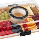 Charcuterie Board with Clear Lid, Travel Portable Cheese Board Charcuterie Boxes Cutting Boards for Kitchen, House Warming Gifts New Home, Gifts for Women (5 Compartments Black)