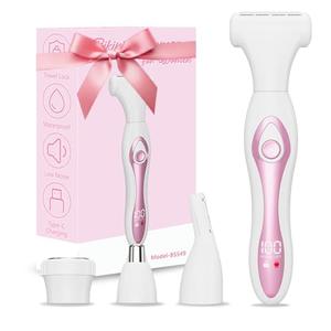Women‘s Electric Razor 4-in-1 - Painless Hair Removal for Bikini, Face, Body & Nose, Wet & Dry Shaver with LED Display, USB-C Fast Charging, IPX6 Waterproof, Travel Gift