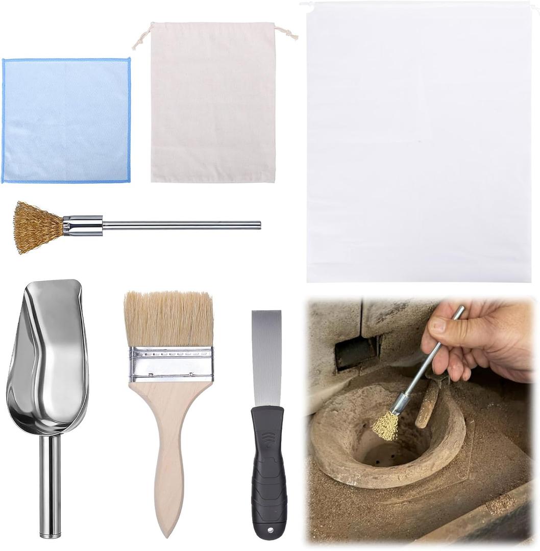 XANGNIER Pellet Stove Cleaning Kit,Pellets Stove Brush Cleaner Accessories Tools-Including Professional Steel Wire Brush,Stainless Steel Shovel,Storage Bag,Cleaning Stove Pellet Indoor