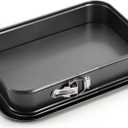 SOUJOY Springform Cake Pan, Non-stick Cheesecake Pan, 14 x 9 Inch Large Rectangle Cake Pan with Removable Bottom, Ice Cream Cake Bakeware, Black