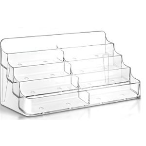 Jutom 1 Pcs 8 Pocket Acrylic Business Card Holder 7.68 x 3.43 x 3.82 Inch Multi Business Card Holder Display Clear Stand Card Organizer for Desk Literature Flyer Pamphlet