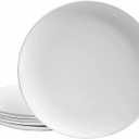 TP 10" Plate Set, 6-Piece Melamine Round Dinner Plates, Unbreakable Weighty Serving Dishes for Home, Outdoor Party, Restaurants, White