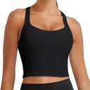 BMJL Women's Workout Tank Tops with Built in Bra Athletic Sports Crisscross Back Summer Going Out Clothing 2025 (Large, Black024)