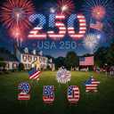 Fuutreo 6 Pcs 250th Anniversary Yard Sign with Stakes Semiquincentennial 4th of July Outdoor Decoration USA Flag Sign for 1776-2026 Patriotic 250th Birthday Independence Day Lawn Decor