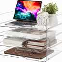 Large Capacity Desk Organizer, 4 Tier Paper Organizer, File Organizer for Desk, Stackable Paper Tray for Office, Home and School