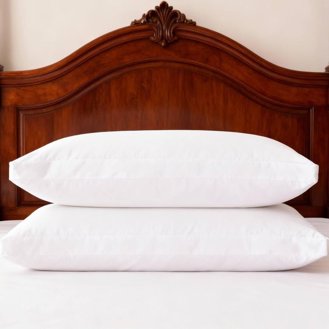 Thick Bed Pillows Standard Size Set of 2 Hotel Collection Soft Down Alternative Supportive Pillow for Back Stomach Side Sleeper White 20x26 inches