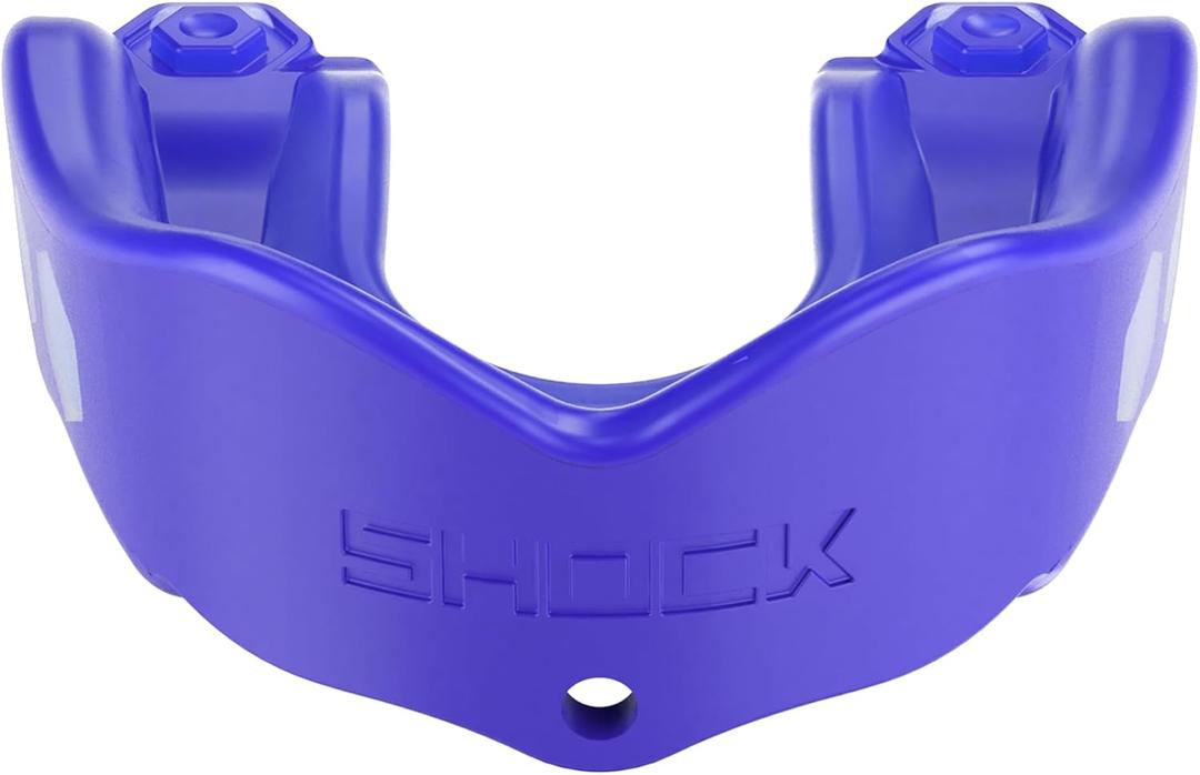 Shock Doctor Mouth Guard Sports, Hockey, Lacrosse, Baseball, Wrestling Moutguard, Gel Max Heavy Duty Protection & Custom Fit, Football Mouth Guard with Strap, Adult & Youth Mouthguard (Blue)